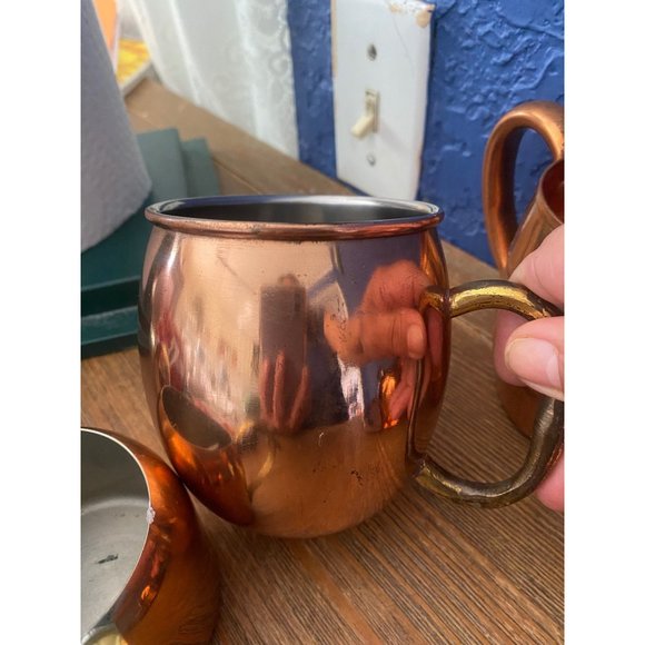 Vintage Copper set of plate and 2 cups and cream and sugar bowl - Picture 5 of 9